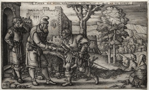 The Prodigal Son. Hans Sebald Beham (German, 1500-1550). Engraving