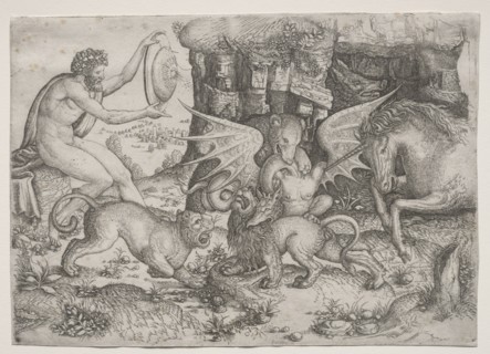 Allegorical Theme:  Combat of Animals, c. 1515-1520. Master of the Beheading of St. John the