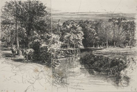Dundrum River and the Two Asses, 1863. Francis Seymour Haden (British, 1818-1910). Etching with