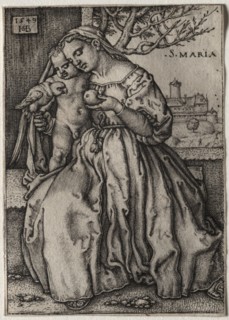 Virgin and Child with Parrot, 1549. Hans Sebald Beham (German, 1500-1550). Engraving