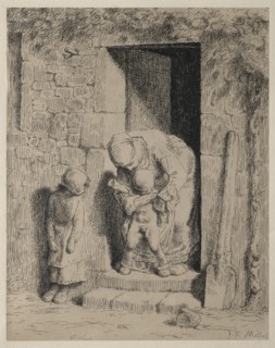 The Maternal Precaution. Jean-François Millet (French, 1814-1875). Cliché-verre