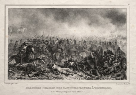Dernière Charge des Lanciers Rouges à Waterloo. Auguste Raffet (French, 1804-1860). Lithograph