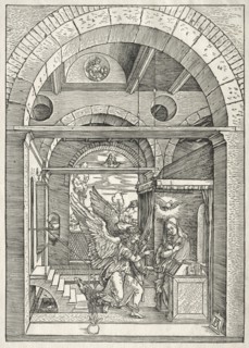 Life of the Virgin:  The Annunciation, 1504-1505. Albrecht Dürer (German, 1471-1528). Woodcut