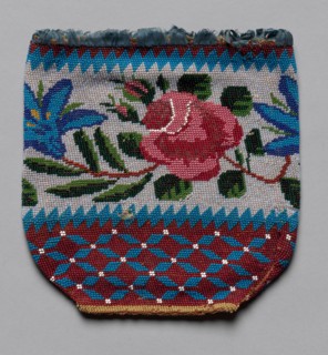 Beaded Bag (floral motif), early 19th century. America, early 19th century. Glass beads, cotton?