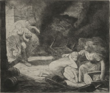 L'Incendie, 1876. Alphonse Legros (French, 1837-1911). Etching and drypoint