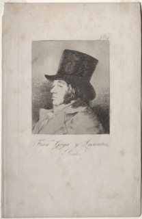 The Caprichos:  Portrait of Goya. Francisco de Goya (Spanish, 1746-1828). Etching and aquatint