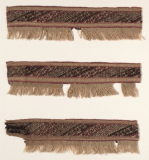 Three Fragments of a Border, c. 1100-1400. Peru, Central Coast, Chancay, 12th-15th century. Tabby