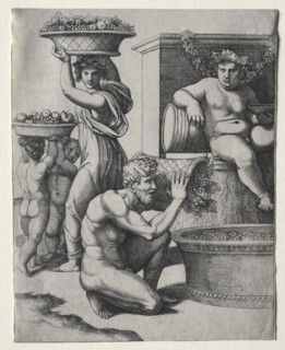 The Wine Press. Marcantonio Raimondi (Italian, 1470/82-1527/34). Engraving