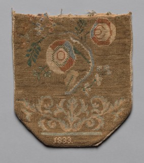 Embroidered Bag, 1833. America, first half 19th Century. Embroidery, silk; average: 19.1 x 17.2 cm