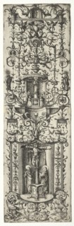 Ornamental fillet with the crucifixion and the virgin and child. Daniel I Hopfer (German, c.