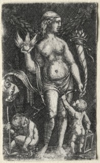 Venus between two cupids, 1520. Albrecht Altdorfer (German, c. 1480-1538). Engraving