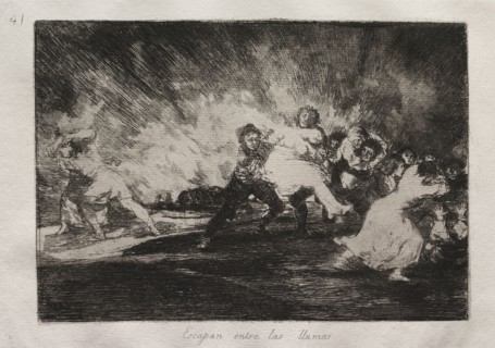 The Horrors of War:  They Escape Through the Flames. Francisco de Goya (Spanish, 1746-1828).