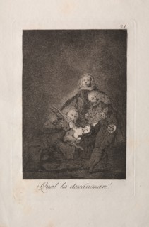 Caprichos:  How They Pluck Her!. Francisco de Goya (Spanish, 1746-1828). Etching and aquatint