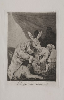 Caprichos:  Of What Ill Will He Die?, c. 1798. Francisco de Goya (Spanish, 1746-1828). Etching and