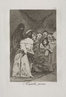 Caprichos:  Swallow it, Dog!. Francisco de Goya (Spanish, 1746-1828). Etching and aquatint