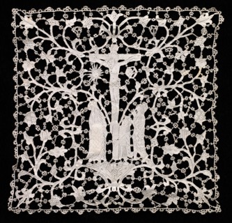 Needlepoint (Venetian Flat Point) Lace Ecclesiastical Square, 17th century. Italy, Venice, 17th