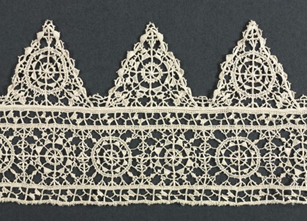 Needlepoint (Reticella) Lace Insertion and Edging, 16th century. Italy, 16th century. Lace,
