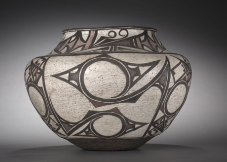 Water Jar (Olla), c 1880. Southwest, Pueblo, Zuni, Post-Contact, Late 19th century. Slip-painted;