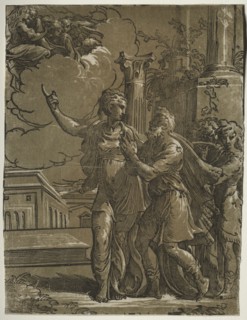 Tiburtine Sibyl and the Emperor Augustus, c. 1527-1530/31. Parmigianino (Italian, 1503-1540), after
