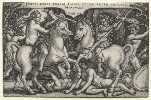 The Labors of Hercules: Hercules Abducting Iole, 1544. Hans Sebald Beham (German, 1500-1550).