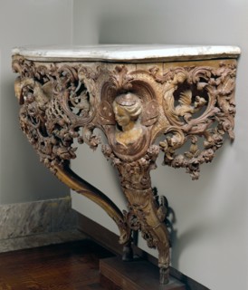 Console Table, c. 1720. France, 18th century. Carved and painted wood, marble; overall: 84.5 x 97.5