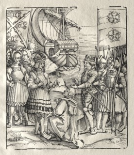 Maximilian Makes Peace with Henry VII. Possibly by Peter Flötner (German, 1485-1546). Woodcut