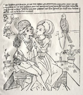 The Lovers, c. 1470. Germany, Swabia, 15th century. Woodcut