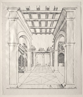A Portico. Erhard Schön (German, c. 1491-1542). Woodcut