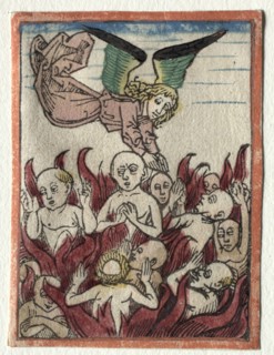 Purgatory, 1400s. Germany, 15th century. Woodcut
