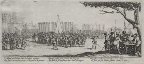 The Large Miseries of War:  Enrollment of the Troops, 1633. Jacques Callot (French, 1592-1635).