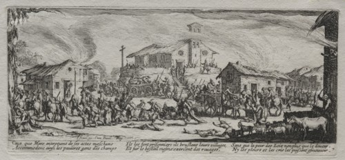 The Large Miseries of War:  Pillaging and Burning of a Village, 1633. Jacques Callot (French,