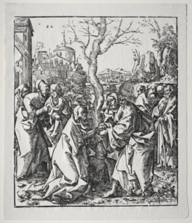 Christ Taking Leave of his Mother. Wolf Traut (German, c. 1486-1520). Woodcut