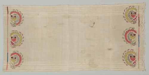 Embroidered Towel, 19th century. Turkey, 19th century. Embroidery: silk and metal strips on linen