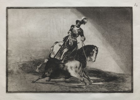 Bullfights:  Charles V spearing a bull, 1876. Francisco de Goya (Spanish, 1746-1828). Engraving