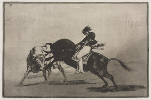 Bullfights:  The Same Ceballos Mounted on Another Bull Breaks Short Spears in the Ring at Madrid,