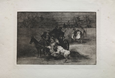 Bullfights:  Fight in a Carriage Harnessed to Two Mules, 1876. Francisco de Goya (Spanish,