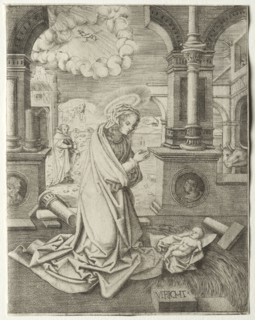 The Nativity, 1520s. Allaert Claesz (Netherlandish, fl. 1508-1534). Engraving; sheet: 13.8 x 10.7