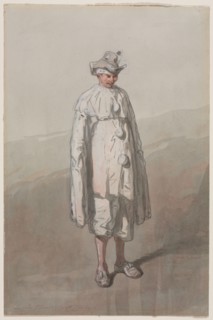Pierrot. Paul Gavarni (French, 1804-1866). Brush and gray and red wash heightened with white;