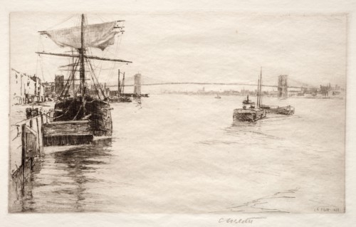 Brooklyn Bridge, 1888. Charles Adams Platt (American, 1861-1933). Etching