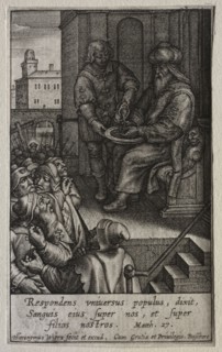 The Passion: Pilate Washing his Hands. Hieronymus Wierix (Flemish, 1553-1619). Engraving