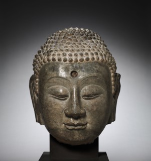 Head of Buddha, c. 570. China, Hebei province, northern Xiangtangshan caves, South cave, Northern