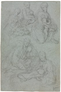 Sketches of Virgin and Child, second half 1500s. Giulio Campi (Italian, c. 1500-1572). Black chalk;