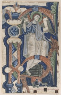Historiated Initial (P) Excised from a Choral Book: St. Michael and the Dragon, early 1200s. North