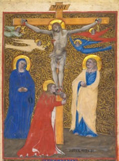 Single Leaf from a Missal: The Crucifixion, c. 1390. Attributed to Nicolò da Bologna (Italian, c.