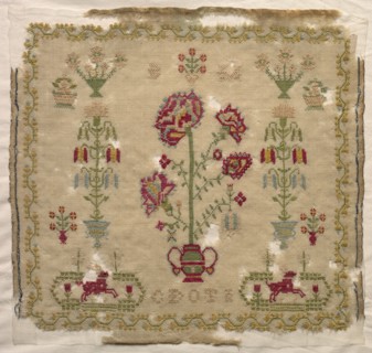 Sampler, early 1800s. England, early 19th century. Embroidery on wool ground; overall: 32.4 x 34.3