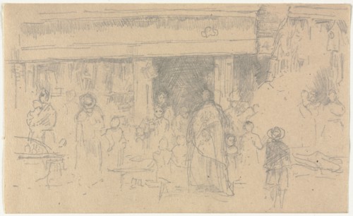 Shops at Chester. James McNeill Whistler (American, 1834-1903). Pencil