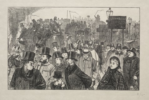 The Living Stream at London Bridge - On the Bridge, 1863. George Louis Palmella Busson Du Maurier