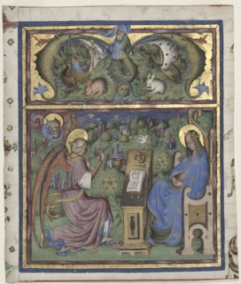 Initial M[issus est] Excised from an Antiphonary: The Annunciation, 1430-1438. Stefano da Verona