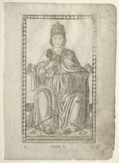 The Pope (from the Tarocchi, series E: Conditions of Man, #10), before 1467. Master of the E-Series