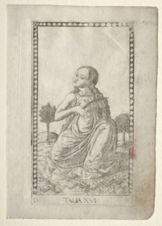 Thalia (comedy, pastoral poetry) (from the Tarocchi series D:  Apollo and the Muses, #16), before